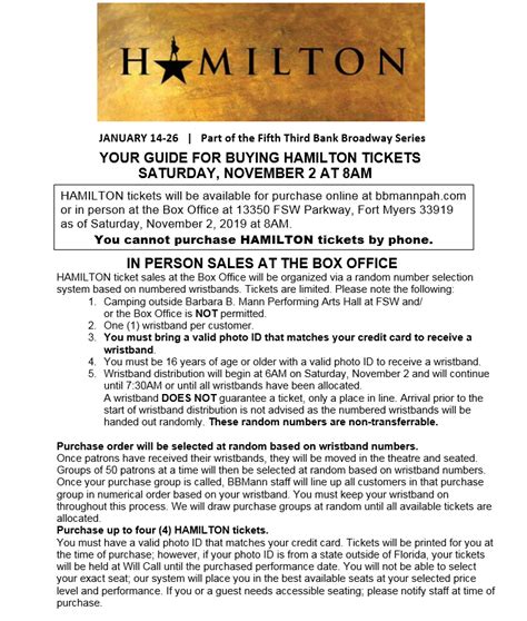 Your Guide For Buying Hamilton Tickets Saturday November 2 In Person