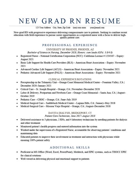 New Grad Rn Resume Sample And How To Write Resume Genius