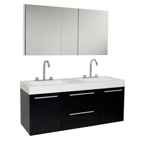 There is absolutely no mdf or cheap particle board anywhere in this product. 54.25 Inch Black Modern Double Sink Bathroom Vanity with ...
