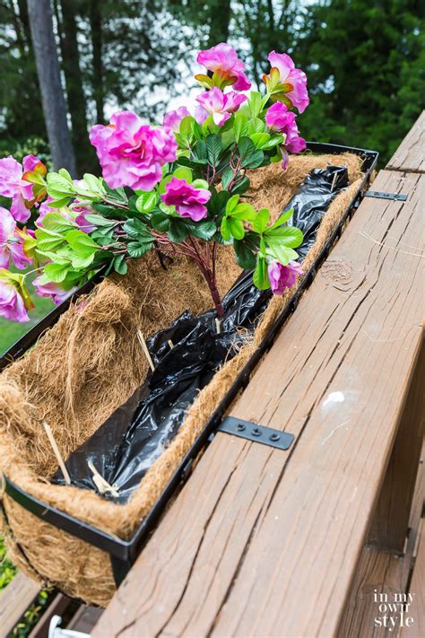 Faux flowers window box filler. Lakeside Flower Box Deck Railing Planters | Flower boxes ...
