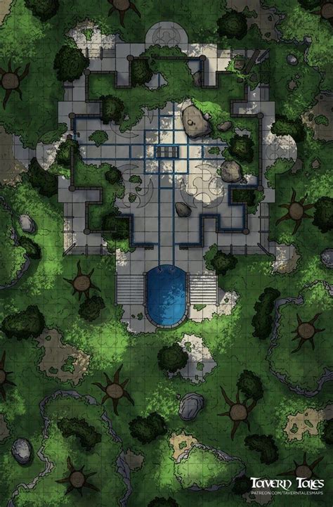Overgrown Temple 23x35 Battlemaps Dnd World Map Tabletop Rpg