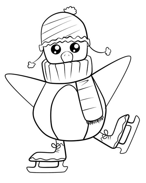 Ice skating coloring pages results. Baby Penguin Skating Coloring Page | Kids Coloring Page ...