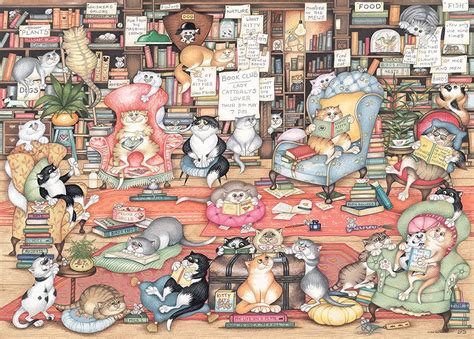Ravensburger Crazy Cats Bingleys Bookclub Jigsaw Puzzle 1000 Pieces