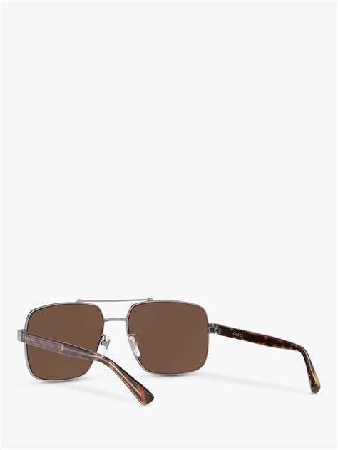 gucci gc001245 men s aviator sunglasses silver brown at john lewis and partners