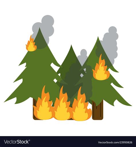 Trees Forest In Fire Royalty Free Vector Image