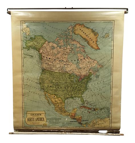 Vintage Pull Down Crams North America Map North America Map America