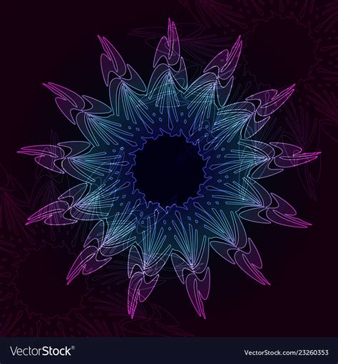 Neon Mandala On Dark Background Royalty Free Vector Image