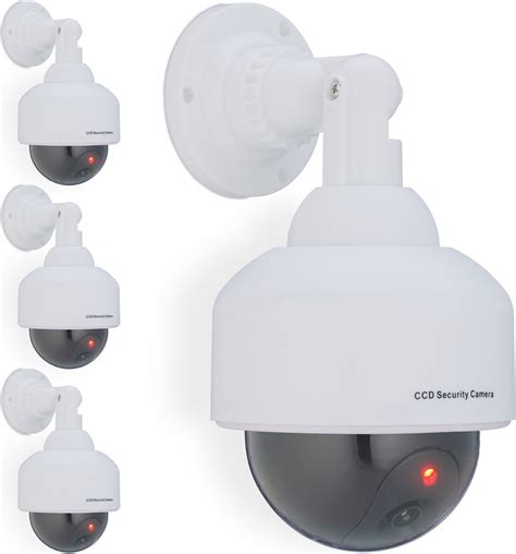 Relaxdays 4x Dummy Dome Camera Nep Camera Led Binnen Buiten Dummy