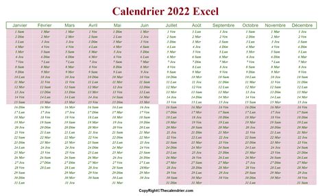 Calendrier 2022 Excel The Calendrier