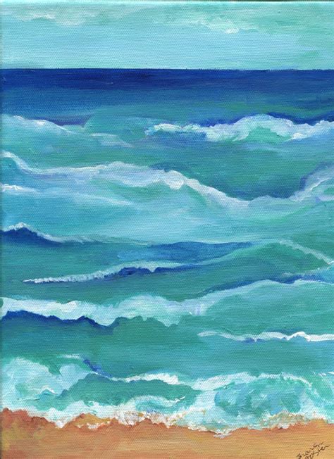 Seascape Acrylic Painting Ocean Art 9 X 12 Vertical Original Beach