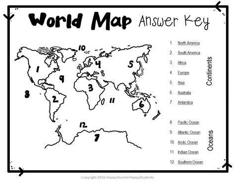 World Map World Map Quiz Test And Map Worksheet 7 Continents And 5