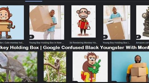 Monkey Holding Box | Google Confused Black Youngster With Monkey