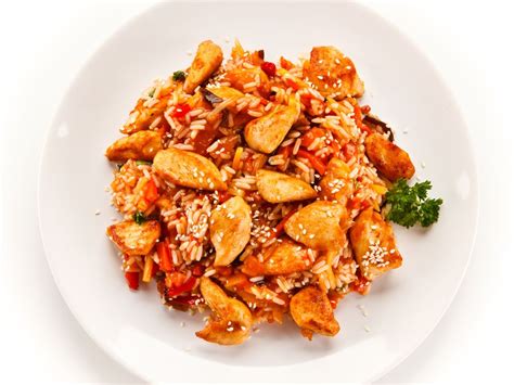 Riz poulet à la crème fraîche et à la tomate Recette de Riz poulet