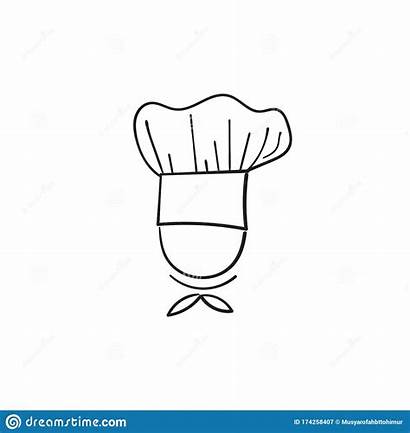 Chef Drawn Doodle Uniform Isolated Cooking Hat