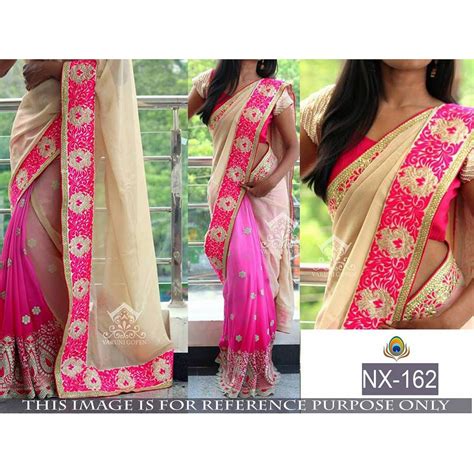 Mahaveer Embroidered Cream And Pink Wedding Saree Fas