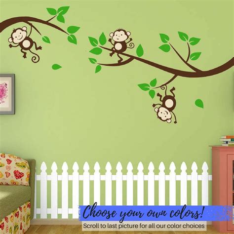 Monkeys Wall Decals Nursery Wall Decals Baby Wall Decals Etsy