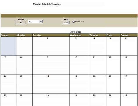 Monthly Schedule Template Culturopedia