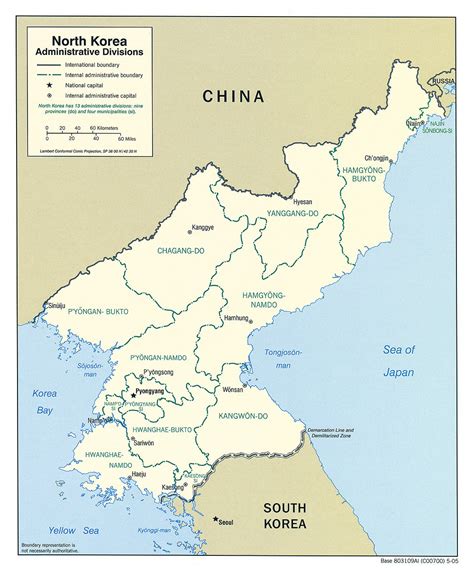 Detailed Administrative Map Of North Korea North Korea Detailed