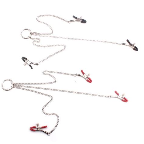 Cheap Stainless Steel Labia Clitoris Nipple Clamps With Vagina Clamps Metal Chain Bdsm Bondage