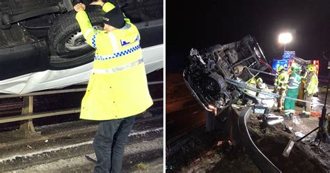 Policeman Clings Onto Lorry About To Fall Off Bridge With Driver