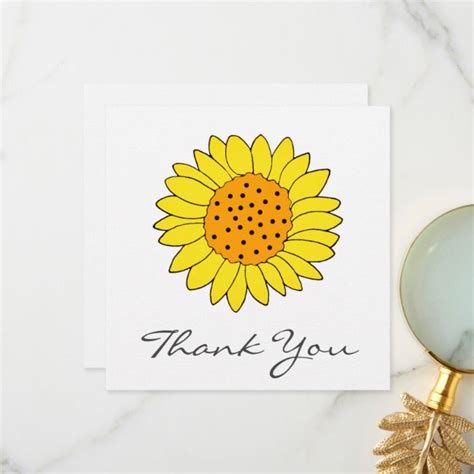 Hand Drawn Sunflower Thank You Card Ad Sponsored Sunflowercard