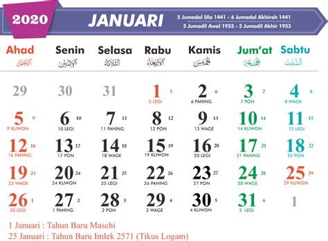 Kalender Lengkap Hijriah Dan Jawa Versi Png Dan Pdf Berikut Libur The