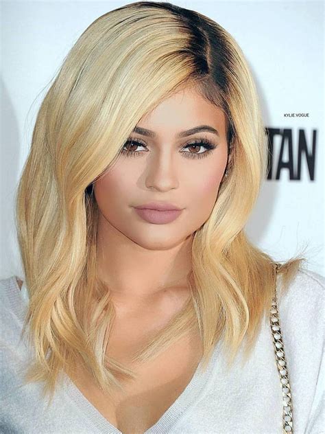They decided to cool down the overall look by first blending her roots with an ashy light brown color. Kylie Jenner Human Hair Blonde Wig with Black Roots ...