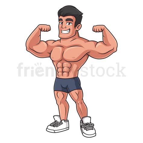 Cartoon Muscular Man Flexing Vector Clipart Friendlystock