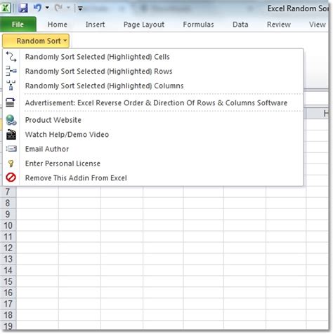 How To Sort Randomly Order Of Cells Rows And Columns In Excel