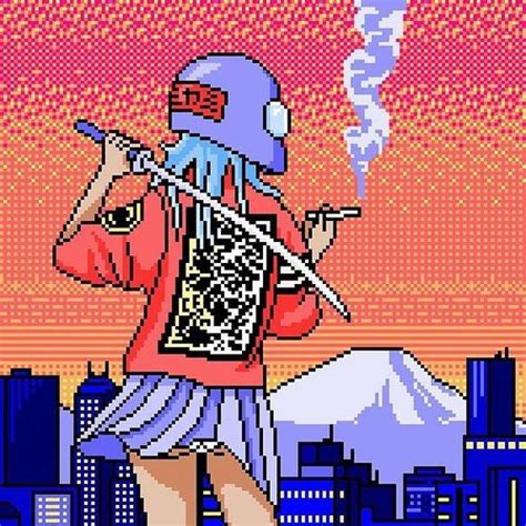 Aesthetic Red Blue Girl Japan Katana Smoke Asia