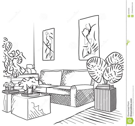 Interior Room Sketch Stock Vector Image 59349566