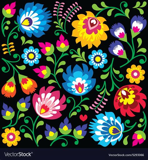 Polish Floral Pattern Polish Floral Folk Art Embroidery Pattern Stock