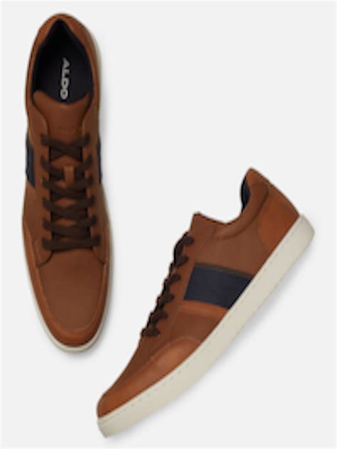 buy aldo men brown and black colourblocked sneakers casual shoes for men 11716050 myntra