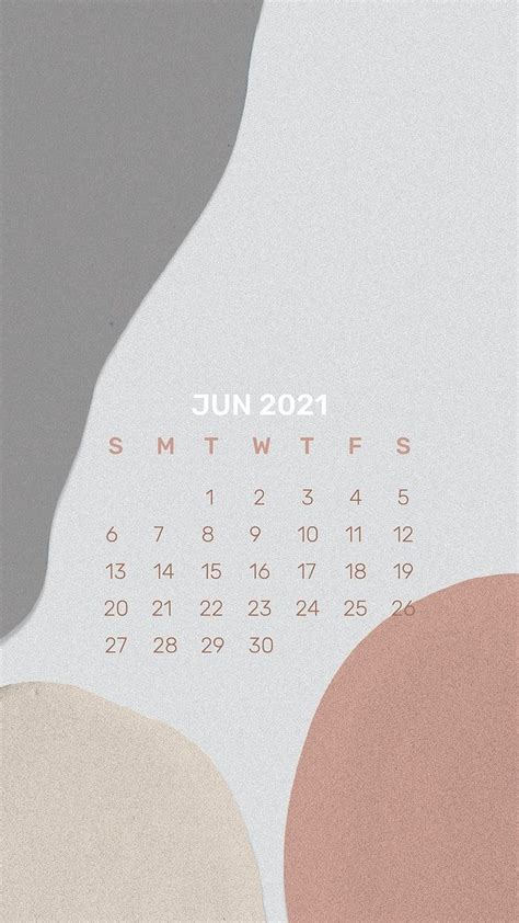 Calendar 2021 June Template Phone Wallpaper Vector Abstract Background