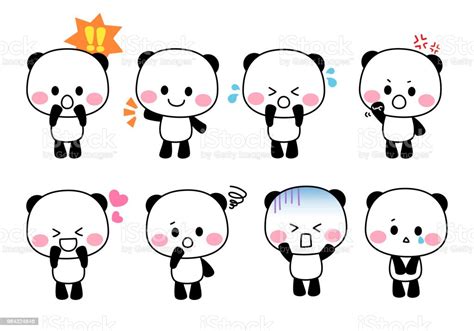 Panda Characters Of Various Emotions Stock Illustration Download