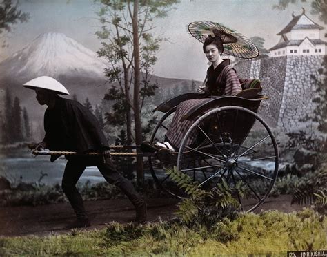 Junge Japanerin In Einer Rikscha Ca 1890 Farbiges Foto