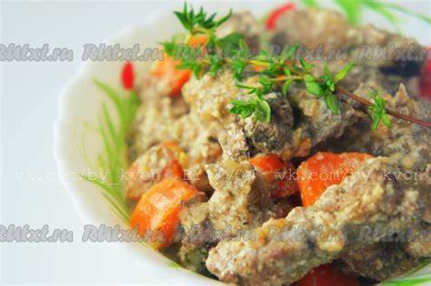 Говяжья печень в сметане: 6 фото в рецепте Картинка - Говяжья печень в сметане: 6 фото в рецепте