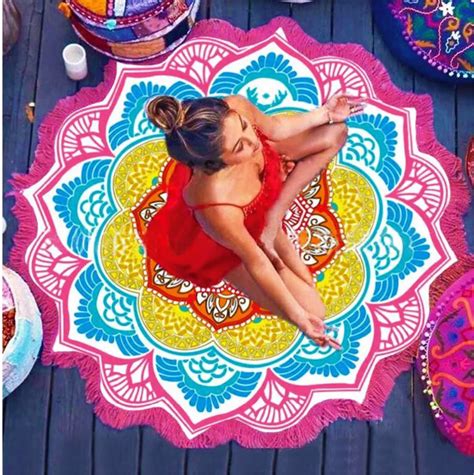 Buy 150cm Indian Mandala Beach Towel Large Lotus Printing Towel Beach Round