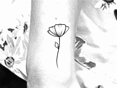 Poppy Temporary Tattoo Small Flower Tattoo Floral Tattoo Etsy