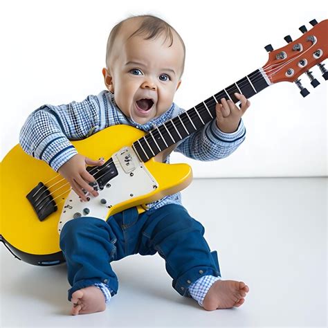 Premium Ai Image Portrait Of Baby Playing Guitar