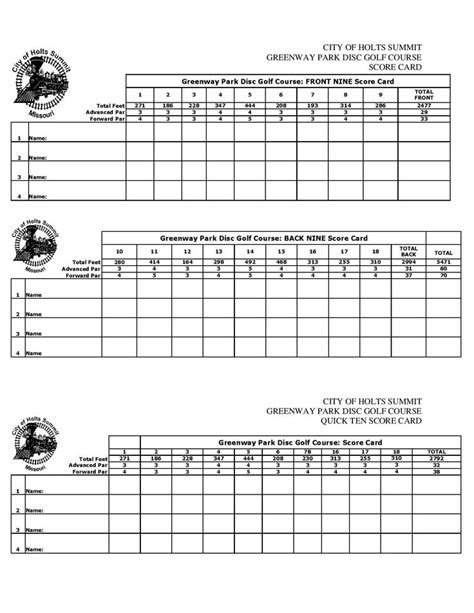 Free Printable Golf Score Sheets The First 9 Holes Are Standard It