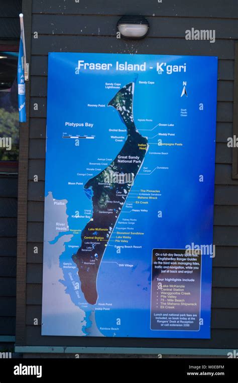 A Large Wall Map Of Fraser Island Queensland Australia Fraser Island