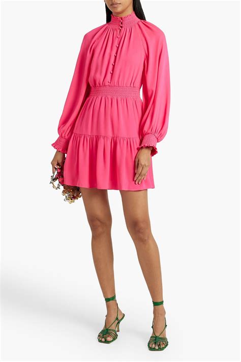 Alice Olivia Lavina Tiered Smocked Crepe Mini Dress The Outnet