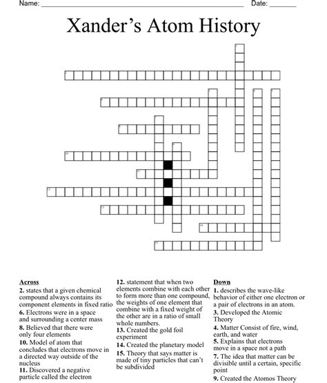 Xanders Atom History Crossword Wordmint