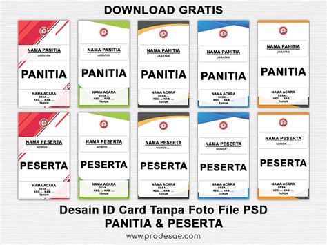 Download Desain ID Card Panitia Dan Peserta Tanpa Foto File PSD