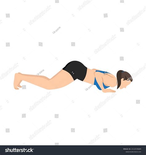 Woman Doing Knees Chest Chin Pose Stock Vector Royalty Free