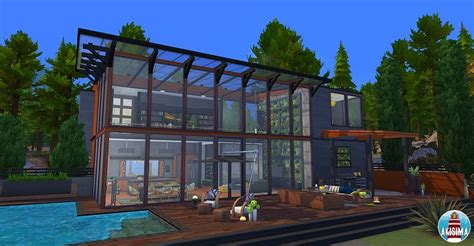 Modern Wood Sims Haus Sims 4 Häuser Bauen Sims 4 Häuser