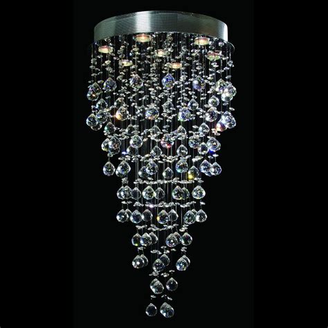 7 Light Flushmount With Asfour Crystal Strands In Chrome Beyond The