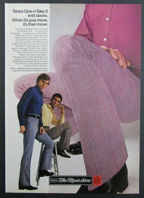 1972 Sears The Mens Store Give N Take Ii Knit Slacks Fashion