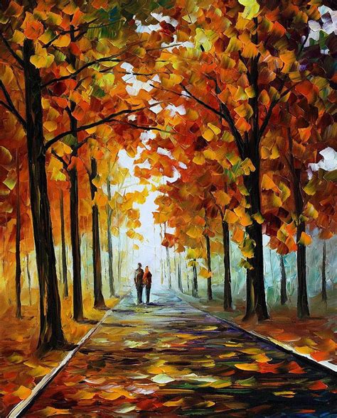 Bronze Fall Palette Knife Oil Painting On Canvas By Leonid Afremov